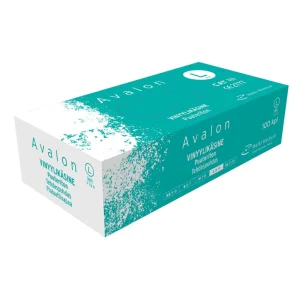 Avalon -vinyylikäsineet 100 kpl, koko L (puuteriton, lateksiton)
