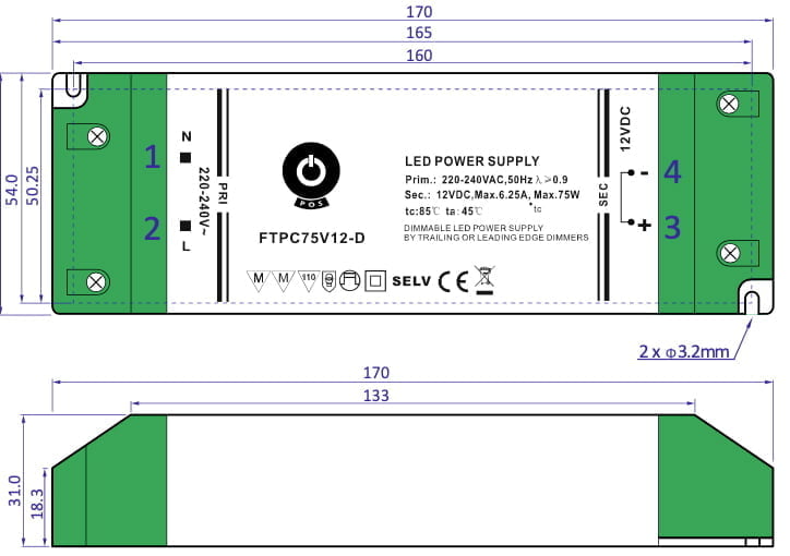 Triac Dimmable POS LED Driver 75W 12V - Image 5